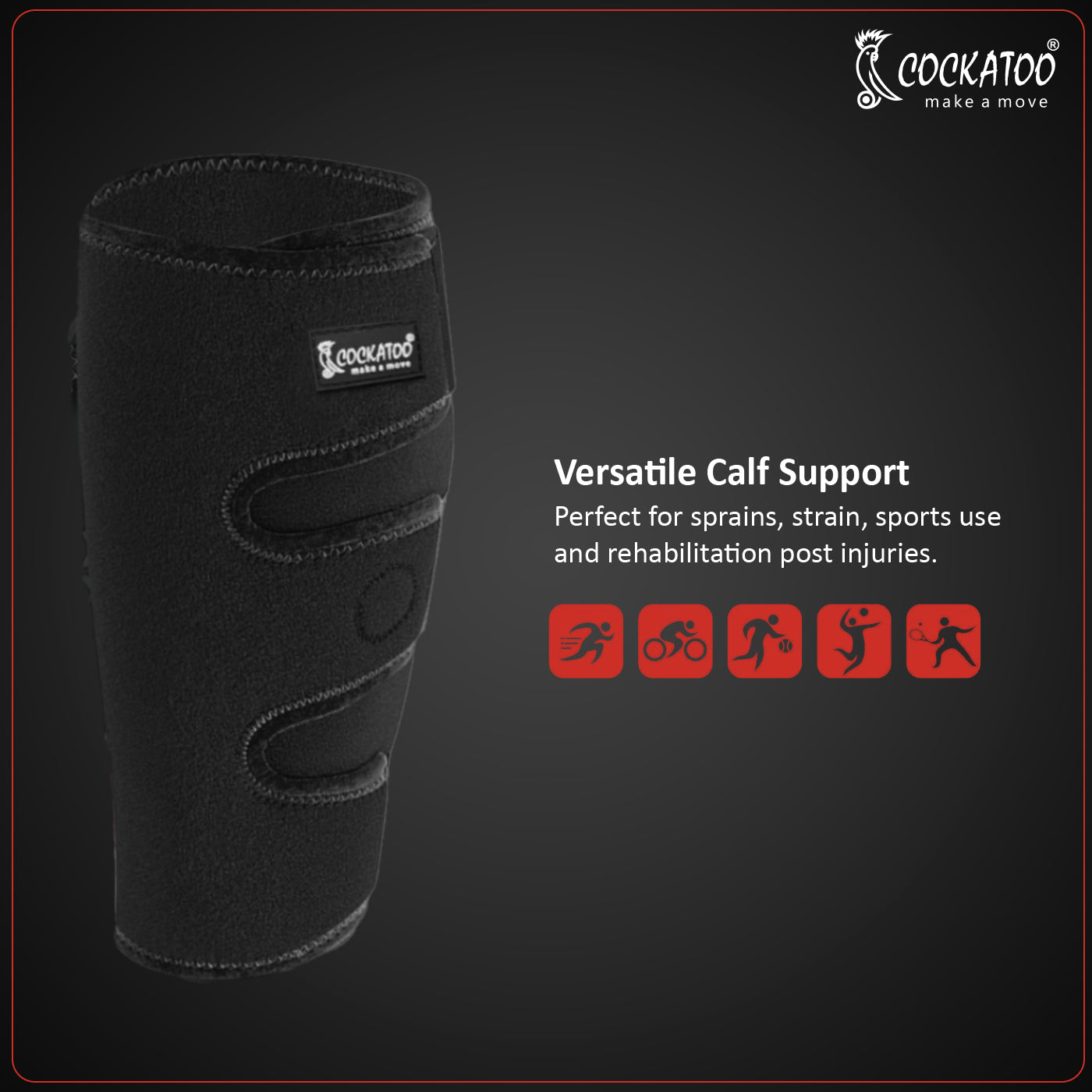 Cockatoo Calf Support Brace - Shin Splint Compression Sleeve - Lower Leg Wrap Support for Torn Calf Muscle, Strain, Sprain, Pain Relief - Suitable for Tennis Leg - Unisex