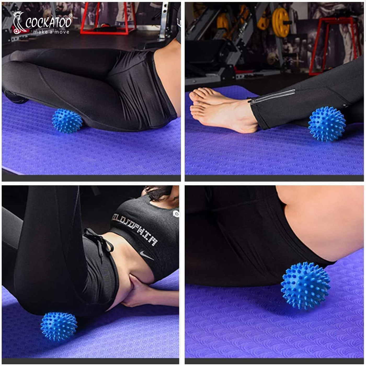 Cockatoo Massage Ball Set of 2 Balls, Soft Spike, Hard Spike for Self Release Deep Tissue Manual Massager, Muscle Mobility, Post Workout Recovery, Multicolor