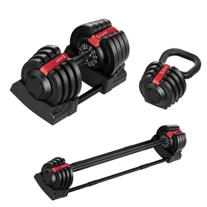 Adjustable Dumbbell 3 in 1 With Connecting Rod - Kettlebell | Cockatoo