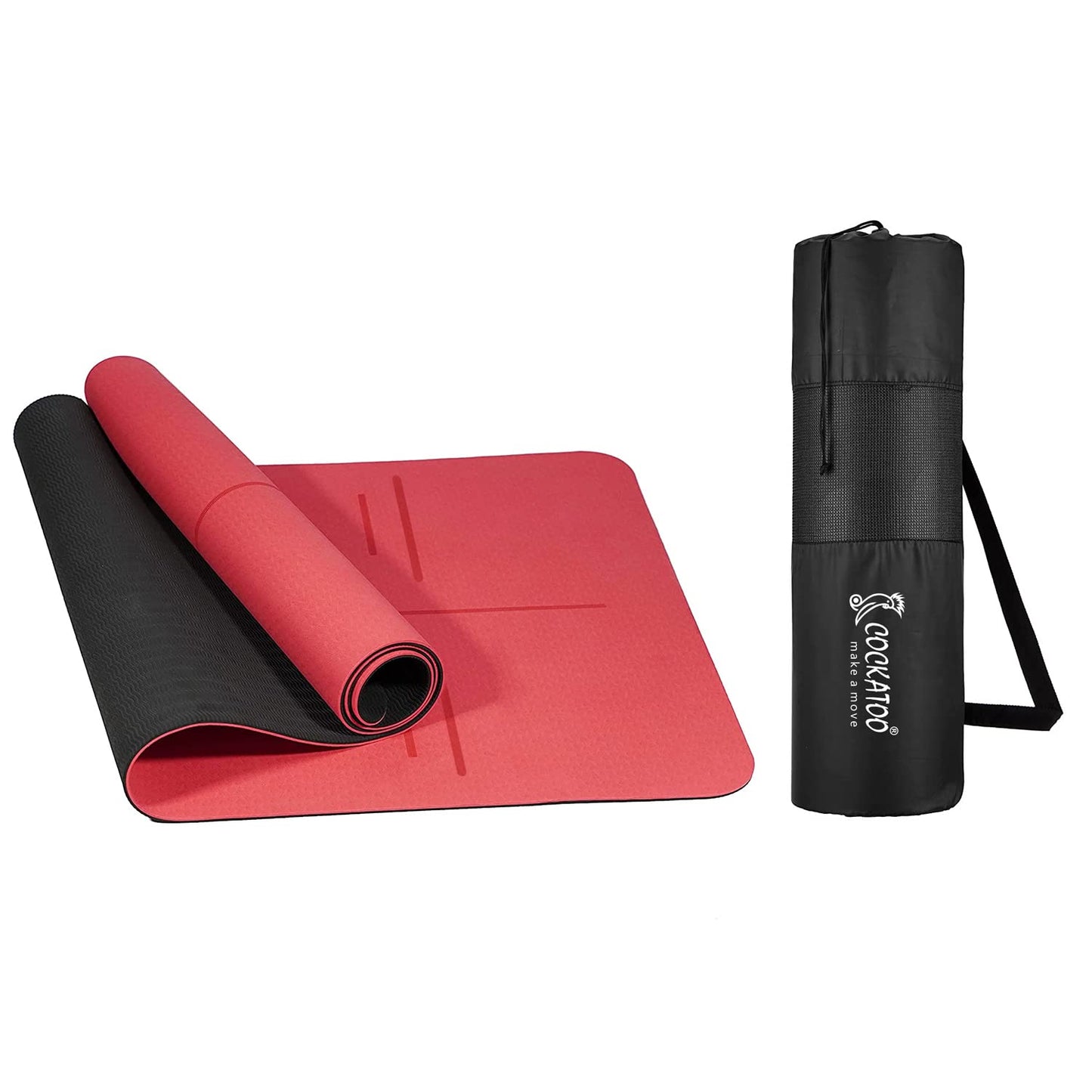 Cockatoo Premium 6 MM TPE Non Slip, Unrolls Flat Always, Sweat Absorbent Yoga Mat For Women and Men with Cover Bag L-183CM x W-61CM (1 Year Warranty)