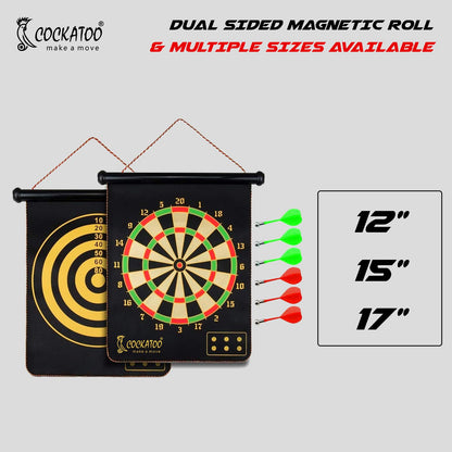 Cockatoo Dual-Sided Magnetic Dartboard | Safe, Non-Pointed Darts for Kids and Adults | Includes 4 Magnetic Darts for Fun