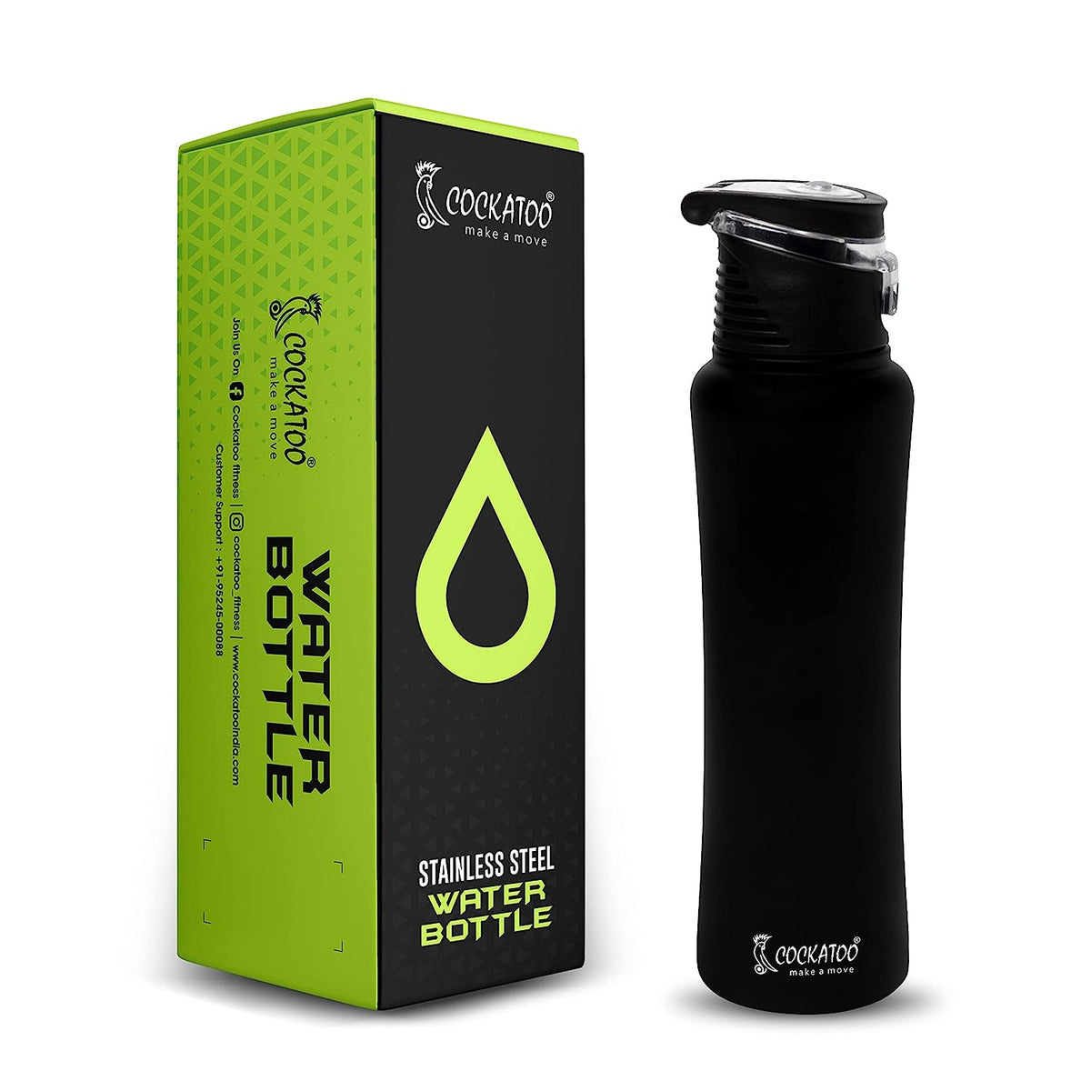 Cockatoo Fusion 750Ml Single Wall Stainless Steel Water Bottle for