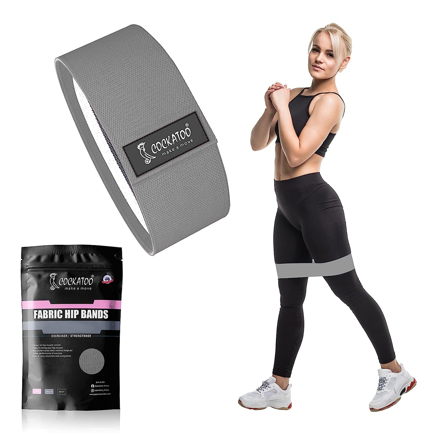 Cockatoo Fabric Resistance Bands for Working Out, Exercise Bands Workout, 3 Booty Bands for Women Legs and Glutes, Pilates Flexbands,Loop Hip Band for Women(6 Month Warranty) (Light-Medium-Hard)