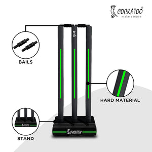 Cockatoo Green Premium Cricket Wicket Set for Boys & Girls - detail shot