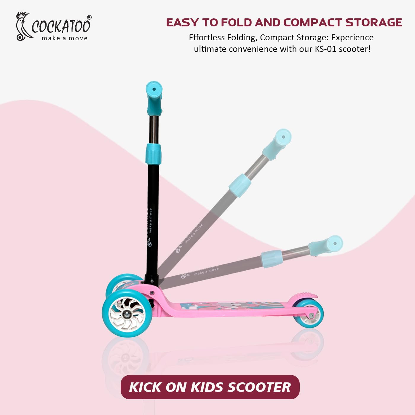 Cockatoo Rat&Cat Series Kick Scooter 3 to 10 Years Boys & Girls, Kick Scooter with PVC Wheels & Rare Brakes