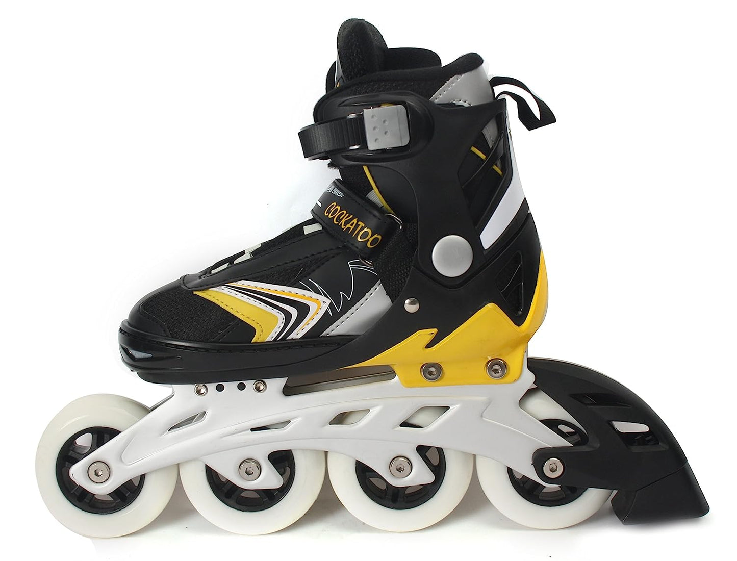COCKATOO ABEC 7 Inline Adjustable Skates IS05 (90 mm Wheel) Black/Yellow (Large)