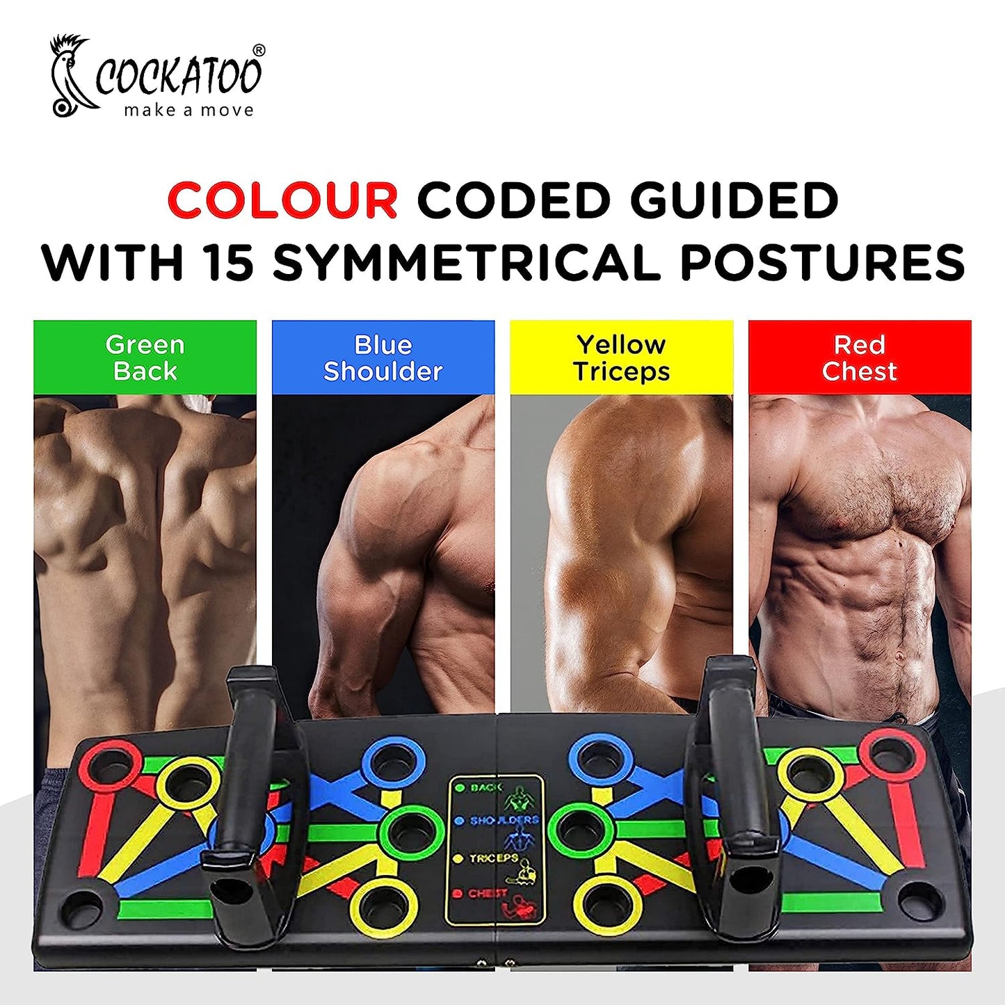 Cockatoo ECO 15 in 1 Home Workout Pushup Board,Pushup Bar System|| ABS Material|| 1 Year Warranty