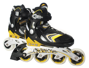 COCKATOO ABEC 7 Inline Adjustable Skates IS05 (90 mm Wheel) Black/Yellow (Large)