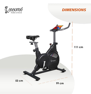 Cockatoo Ride-X 7Kg Fly Wheel Spin Bike | Adjustable Resistance for Home Workout | Max Weight Capacity: 120 kg