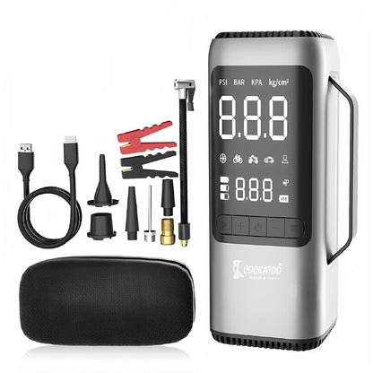 Cockatoo ATJ-9366 | Tyre inflator 4-in-1 Portable Jump Starter with Air Compressor | 8000mAh Battery