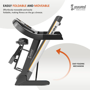 Cockatoo SmartRun A8 6HP Peak | Auto Incline Treadmill | Foldable with Massager| Noiseless Motor| Speed16 Km/Hr | Max Weight130 Kg