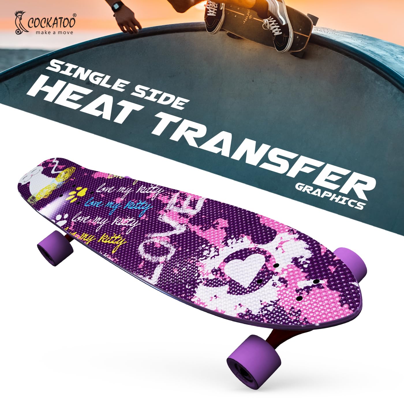 Cockatoo 17 Inch PVC Skateboard | Anti-Skid With 608Z Bearing