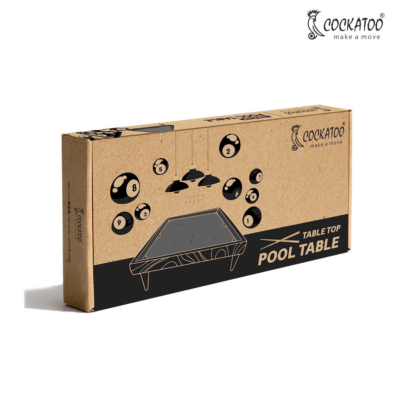 Cockatoo Portable Pool Table For Kids| Indoor And Outdoor Table Billia