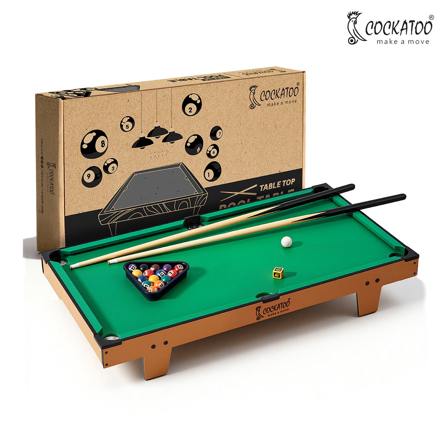 Cockatoo Portable Pool Table For Kids| Indoor And Outdoor Table Billia