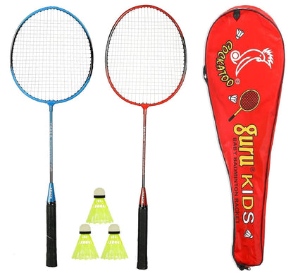 Cockatoo Economy Badminton Set| Pack of Two Racquet with 3 Shuttle & Cover | Size 27 Inch