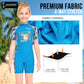 Cockatoo Swimming Costume For Girls| Half Knee Polyester Kids Swim Wear| Blue