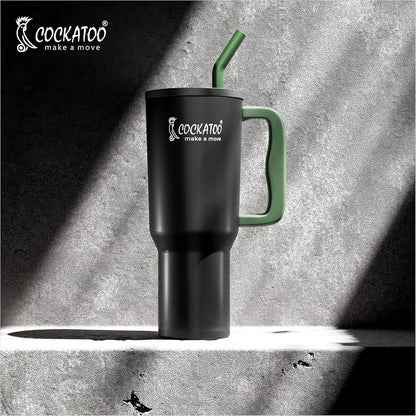 Cockatoo Stainless Steel Double Insulated Tumbler | With 2 Brush, 2 Steel Straw, 2 Straw Pipe