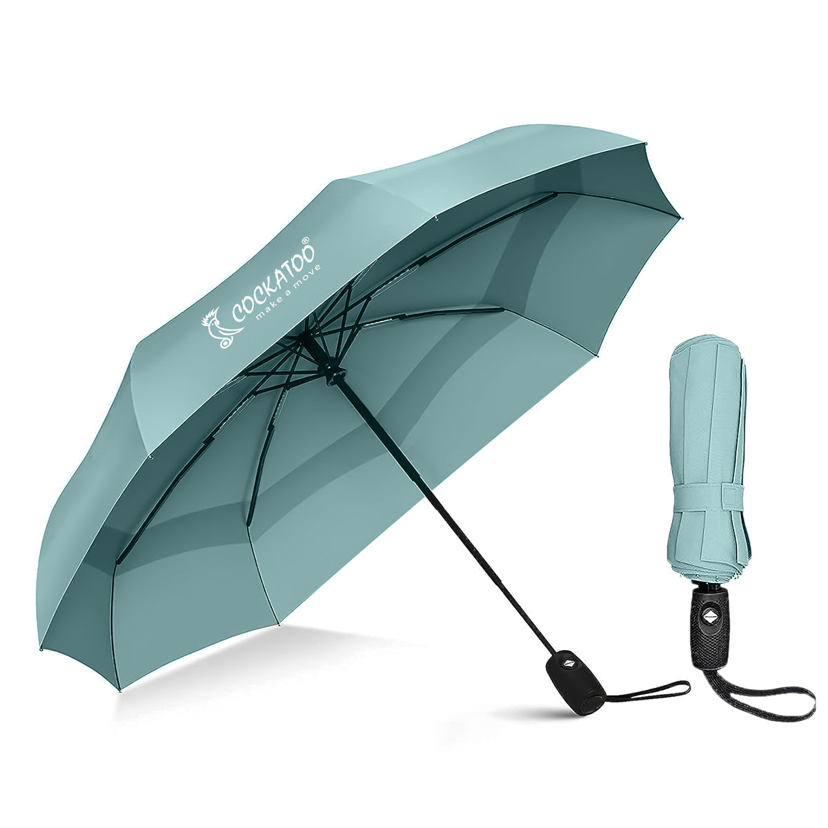 Cockatoo Rain-Guard Automatic Umbrella with 8 Ribs, Material- Polyponee, Umbrella for Women & Men, with Auto Open-Close Button(6 Month Warranty)