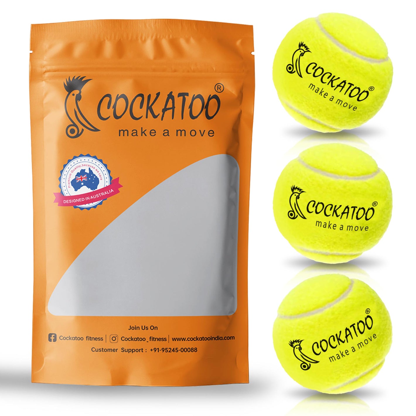 Cockatoo  Natural Rubber Synthetic Cricket Tennis Balls Pack of 6 (Heavy Weight)