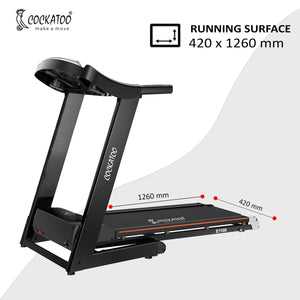 Cockatoo E1000 | 2 continuous 3 HP Peak AC Motor | Semi Commercial Treadmill with Manual Incline| Max User Weight 110Kg