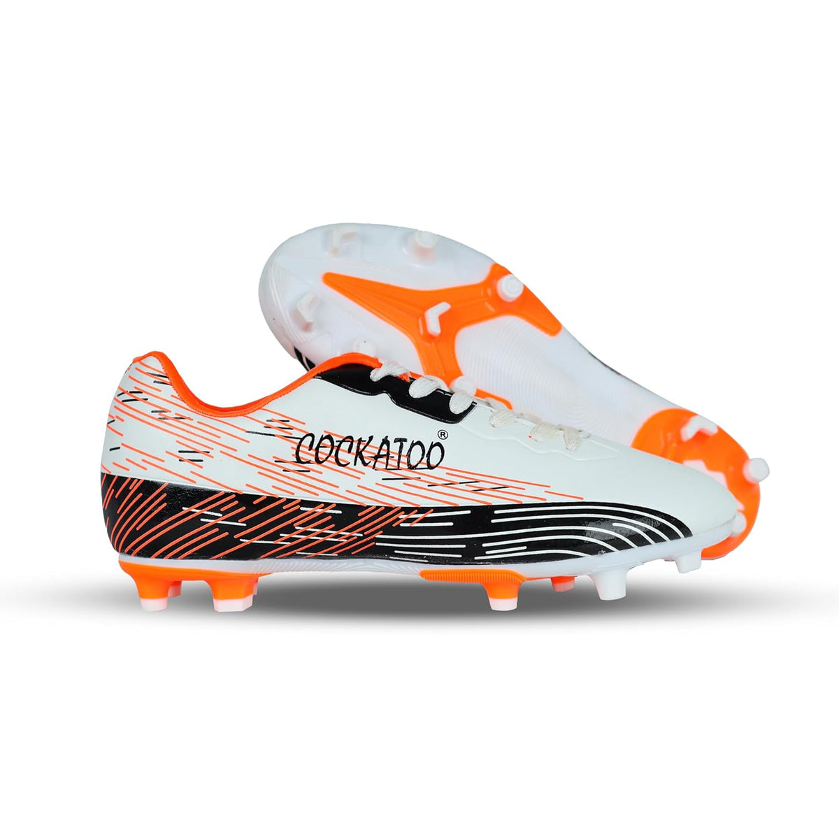 Cockatoo FS01 White and Orange Football Shoes