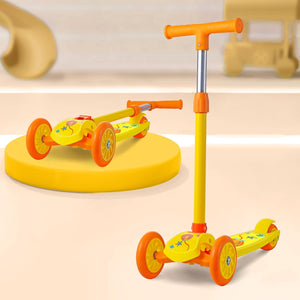 Cockatoo Rat & Cat Series Kick Scooter 3 to 10 Years | Kids Scooter with PVC Wheels & Rare Brakes| Yellow