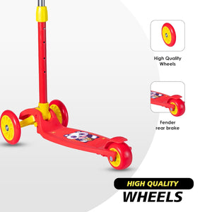 Cockatoo Rat & Cat Series Kick Scooter 3 to 10 Years | Kids Scooter with PVC Wheels & Rare Brakes| RED