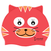 Cockatoo SC02 Rubber Swimming Cap for Kids| Kids Swimming Cap for Girls & Boys - Red Cat