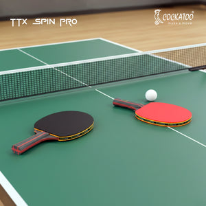 Cockatoo Spin Pro 3-Star Table Tennis Racket Set|TT Set with 2 Bats & 3 Balls & 1 Net| Intermediate Level | Black And Red