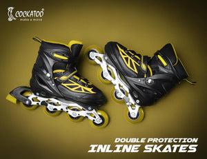 Cockatoo Urban Flow Adjustable 4-Wheel Inline Quad Roller Skates|64mm, Size-S