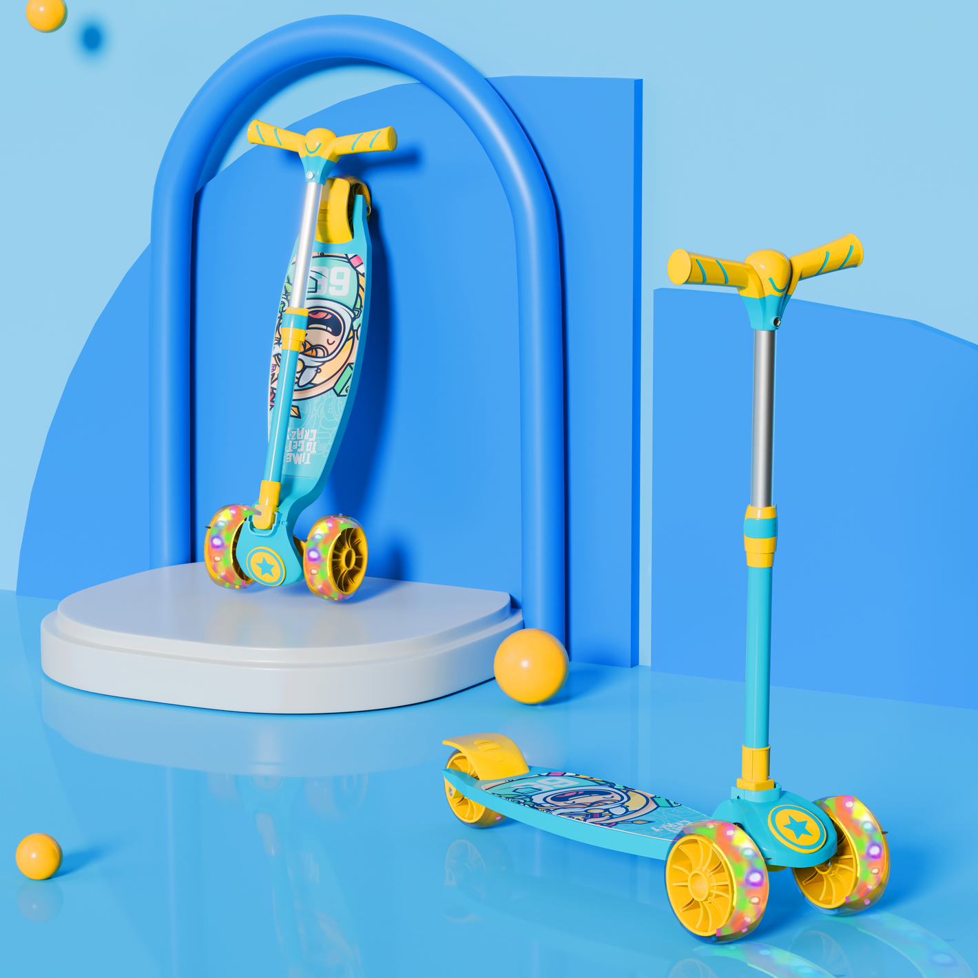 Cockatoo Rocket Ranger LED Scooter for Kids 3 - 12 Years, Kids Scooter With 40MM Led Lights in PP+PU Wheel, 4 Adjustable Height Scooter, Up To 50 Kg Weight Capacity