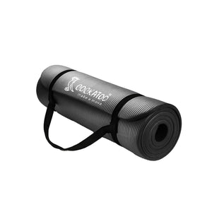 Cockatoo Yoga Mat 10mm For Men & Women| Anti Slip with Carrying Strap, Black