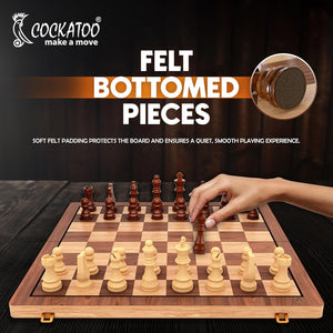 Cockatoo Wooden Handcrafted Magnetic Chessboard Set 4.0 - detail shot