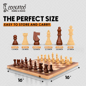 Cockatoo Wooden Handcrafted Magnetic Chessboard Set| Chess Set with Premium Build | Magnetic Pieces