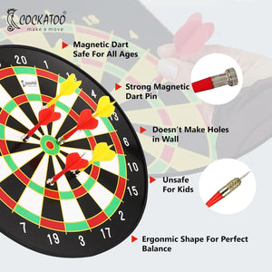 Cockatoo Premium Magnetic Dartboard Game Set with Soft Darts| Plastic Multicolor Dartboard