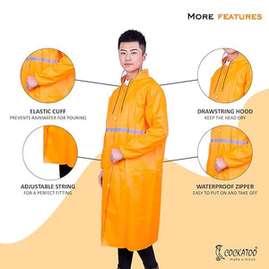 Cockatoo RNCT-02 Oxford Material Rain Coat| Overcoat Raincoat for Men & Women| Orange