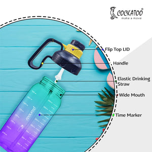 Cockatoo GB01-Gallon Gym Water Bottle for Workout| 2 Lt Sipper Bottle for Adults & Kids| Purple