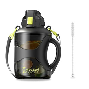 Cockatoo 2.2L Glossy Gallon Gym Bottle for Adults | Gallon Gym Bottle with Free Cleaner for Gym and Sports- Black