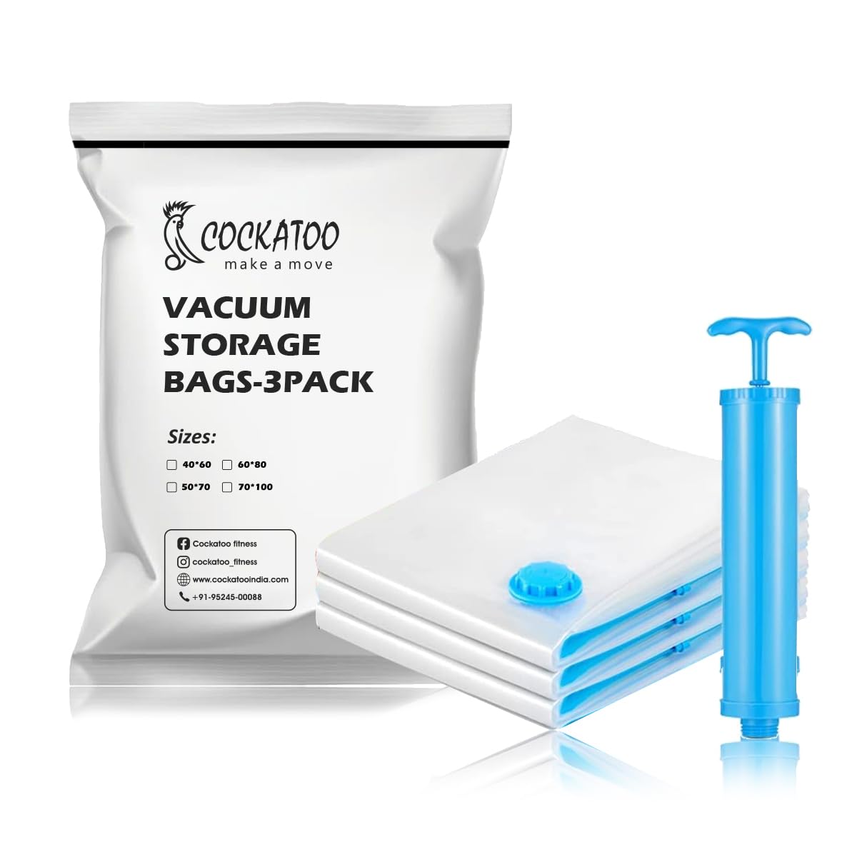 Cockatoo Space-Mate Vacuum Bags for Travel With Pump