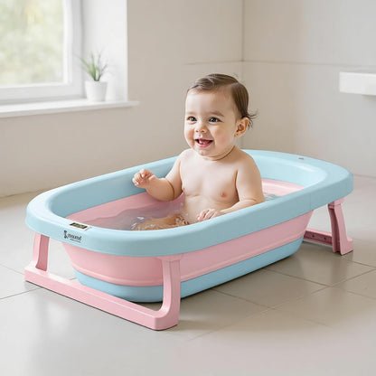 Cockatoo-Kids DripDrop, Foldable Baby Bath Tub| With Temperature Meter| Pillow & Soap Box