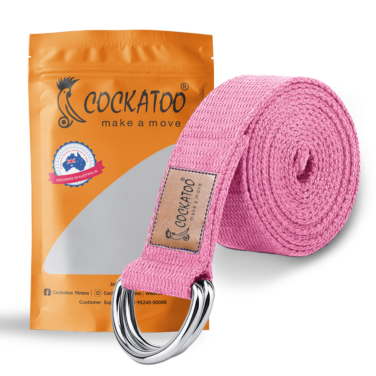 Cockatoo Yoga Belt for Women and Men - Yoga Strap for Stretching with Extra Safe Adjustable D-Ring Buckle - Durable and Comfy Texture - Perfect for Your Yoga Session