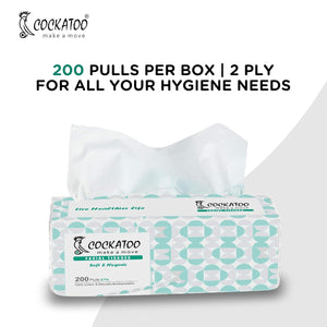 Cockatoo Soft-Touch 2Ply Facial Tissue| Napkins Paper Tissue for Travel & Outdoors | 200 Pulls (Pack of 3)