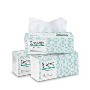 Cockatoo Soft-Touch 2Ply Facial Tissue| Napkins Paper Tissue for Travel & Outdoors | 200 Pulls (Pack of 3)