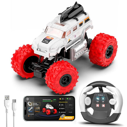 Cockatoo-Kids Trailblazer | 2WD Rechargeable Remote Control Car with Remote| Monster Truck Toy | 1200mAh Battery, Nitro Boost, Shock Absorber, BT Speaker, Fast USB Charge