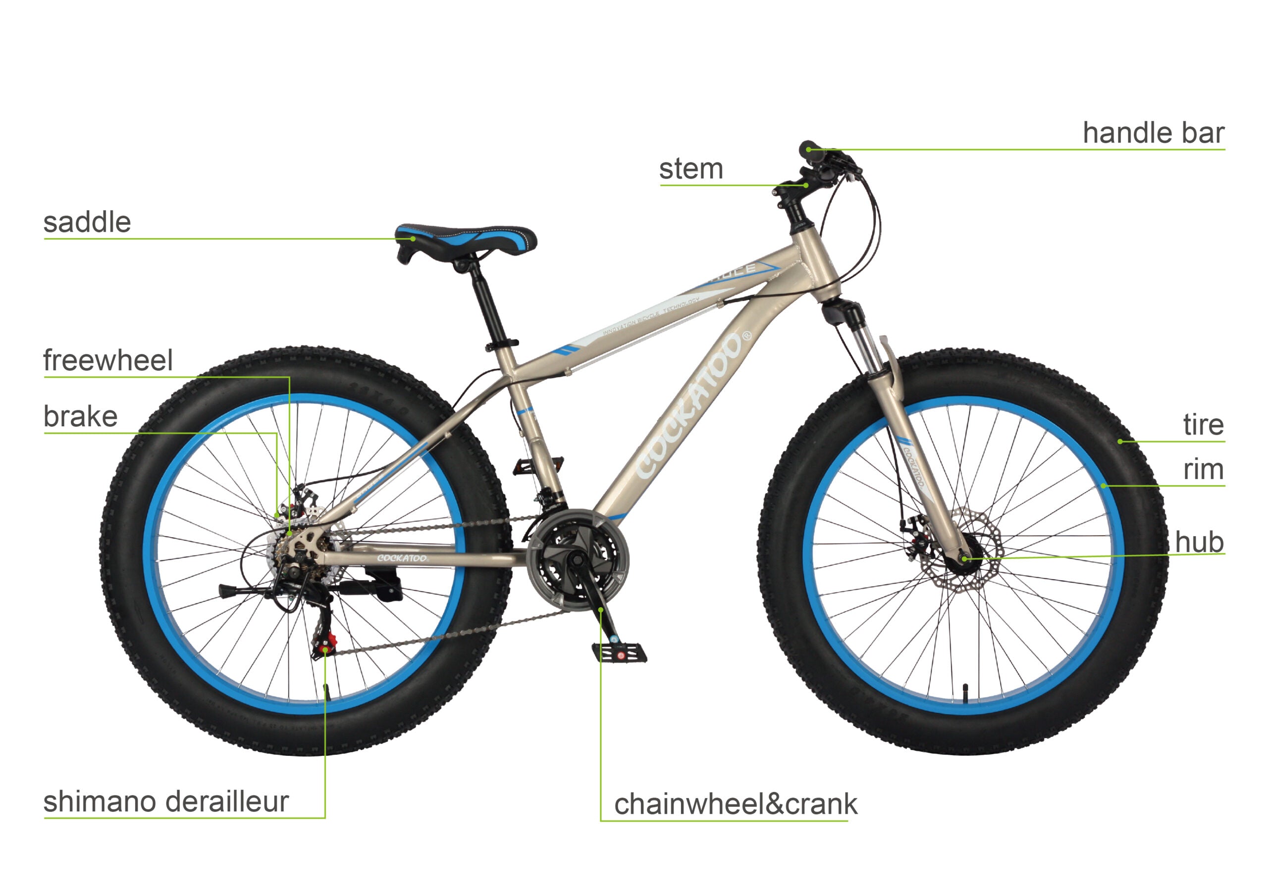 Cockatoo Unisex Premium CFT Series Fat Bicycle 18 Inch 26T Mountai