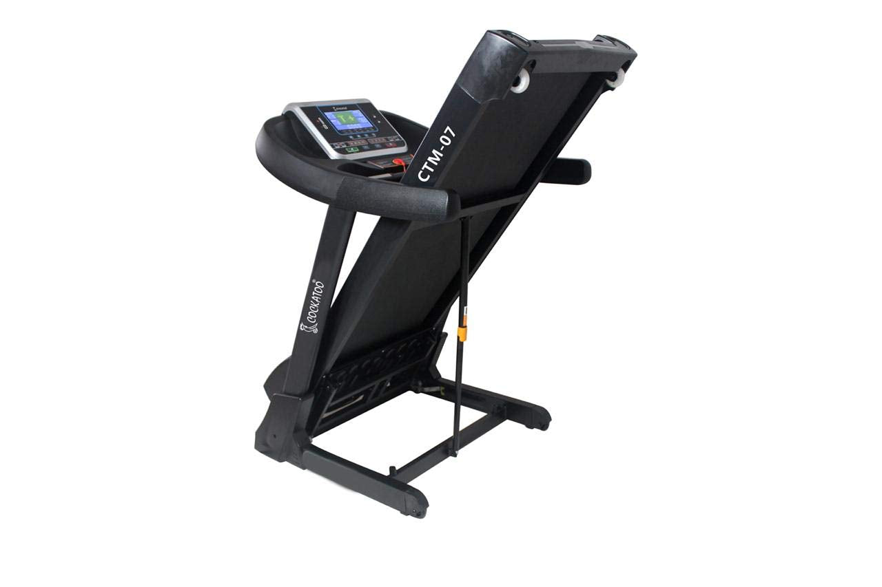 Cockatoo CTM-07 3 HP ( 6 HP Peak) DC-Motorised Treadmill ( Max Speed: 0.8-18 km/h , Max Weight: 130 Kg ) with Free Installation Assistance and Fat Measure & Other Features.